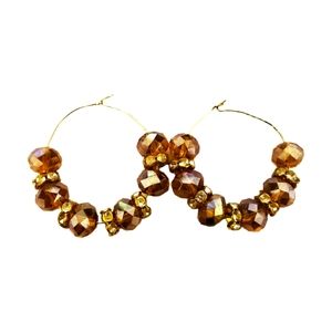 Fashion Jewelry Hoop Earrings Gold Crystal Celestial Beads Goldplated Hypoallerg